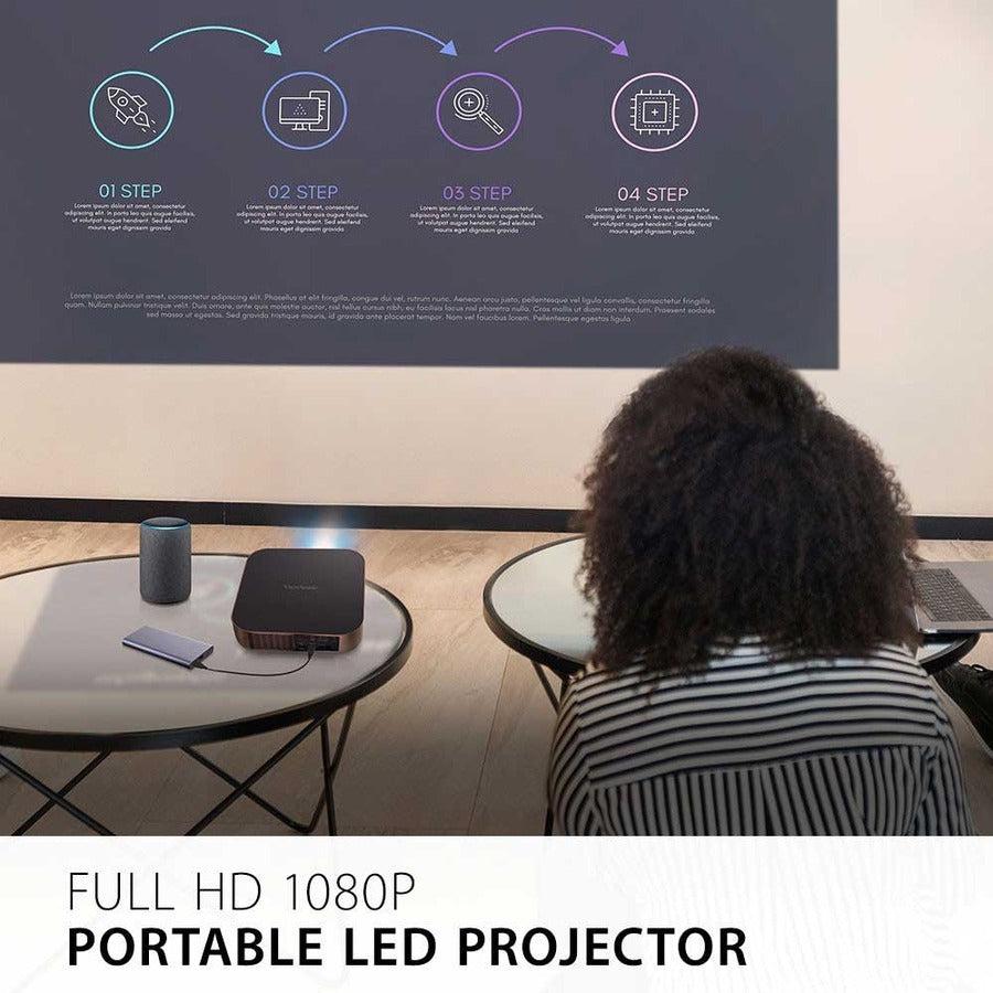 Viewsonic M2 Data Projector Short Throw Projector 1200 Ansi Lumens Led 1080P (1920X1080) 3D Black, Gold
