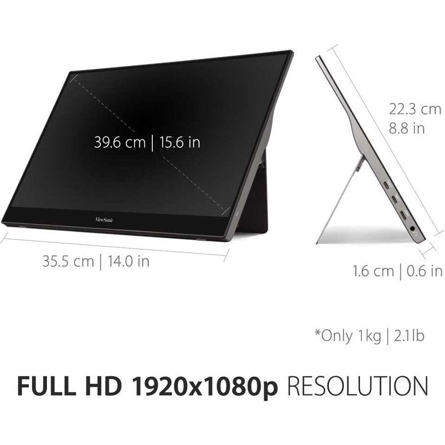 Viewsonic Td1655 Touch Screen Monitor 39.6 Cm (15.6") 1920 X 1080 Pixels Multi-Touch Multi-User Black, Silver