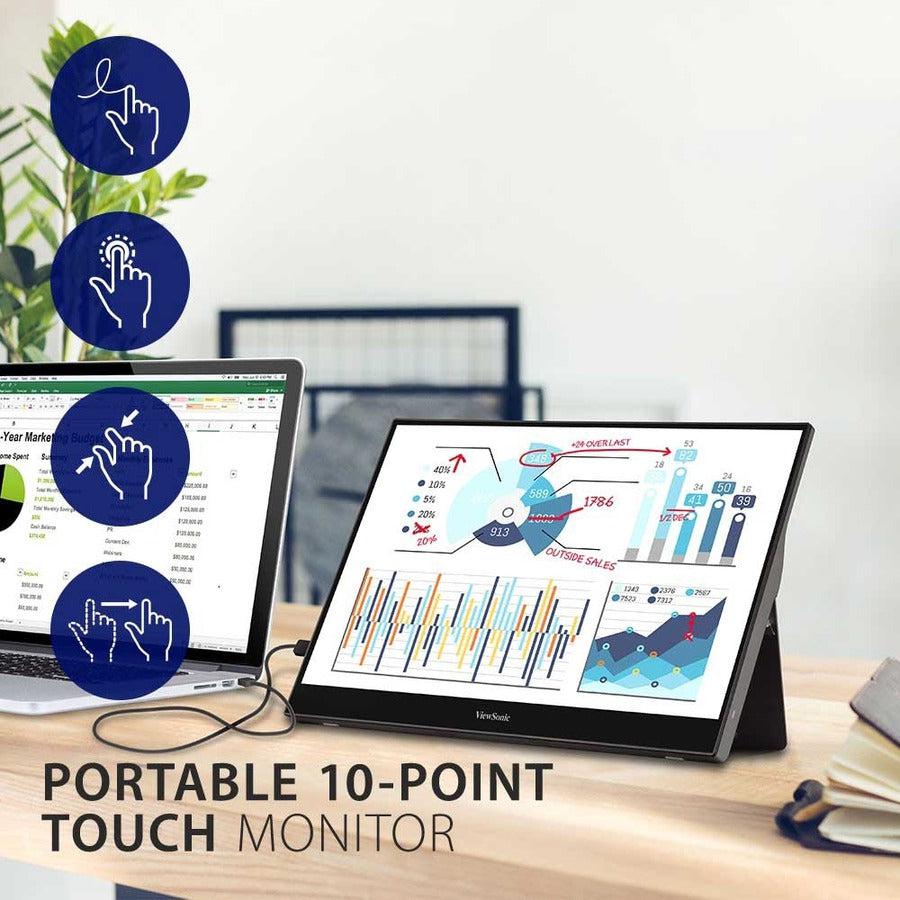Viewsonic Td1655 Touch Screen Monitor 39.6 Cm (15.6") 1920 X 1080 Pixels Multi-Touch Multi-User Black, Silver