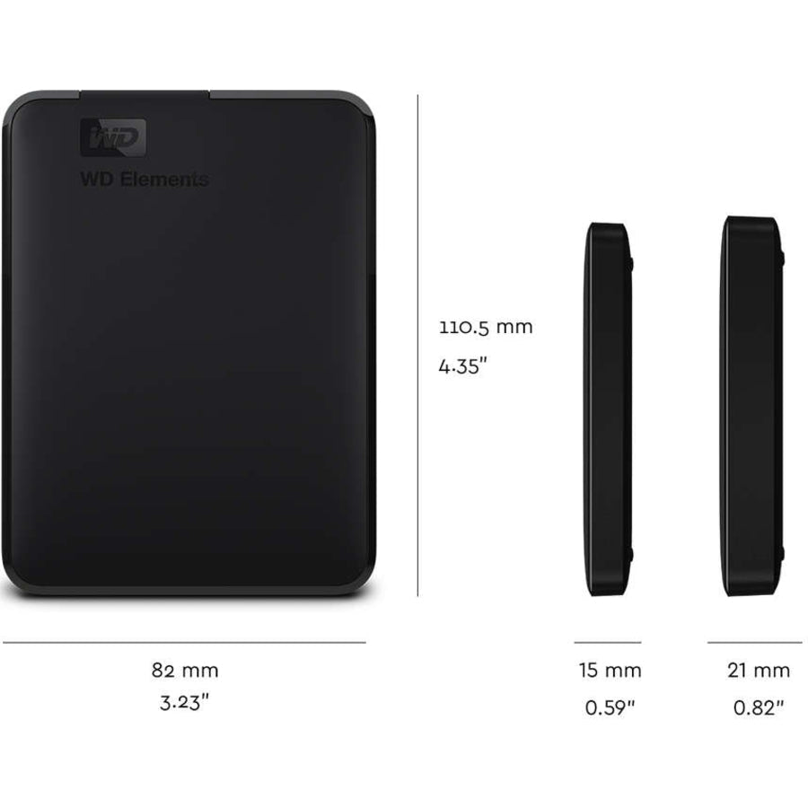 WD-IMSourcing Elements WDBU6Y0020BBK 2 TB Portable Hard Drive - 2.5 External - Black" WDBU6Y0020BBK-EESN