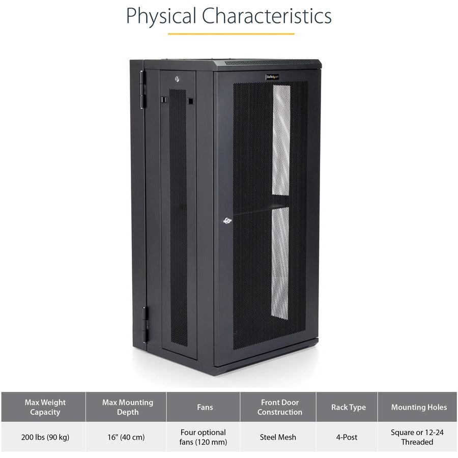 Wall Mount Server Rack - 26U Network Cabinet with Hinged Door | StarTech.com RK2620WALHM