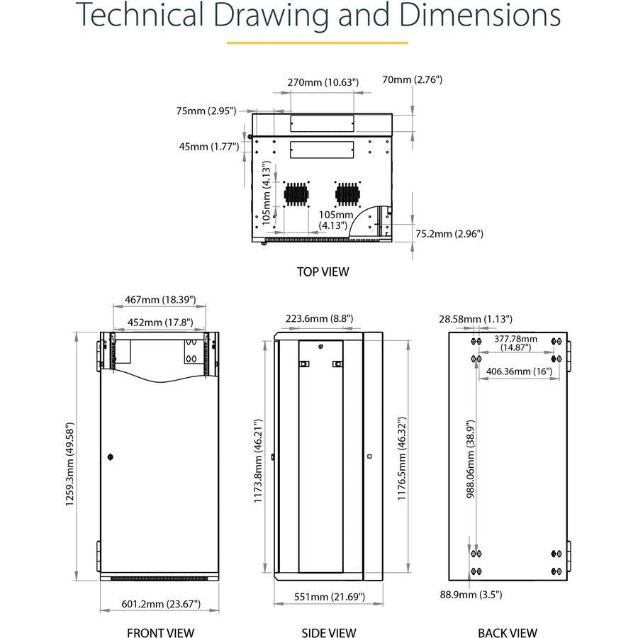 Wall Mount Server Rack - 26U Network Cabinet with Hinged Door | StarTech.com RK2620WALHM