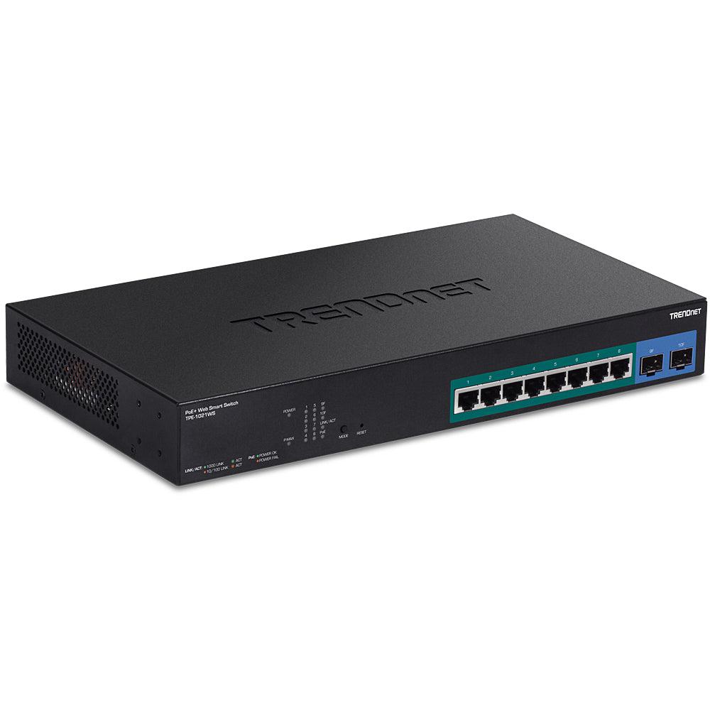Web Smart PoE+ Switch - 10-Port Gigabit Managed Network Switch 130W | TRENDnet TPE-1021WS