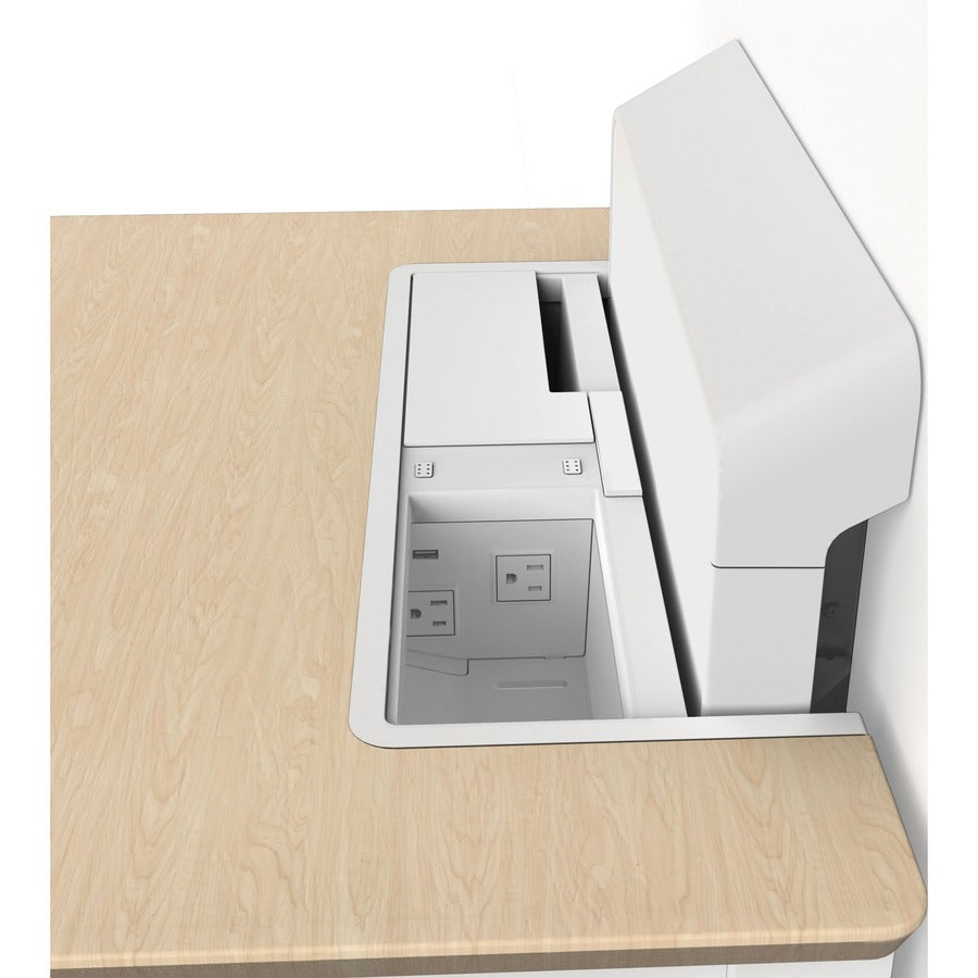 Ergotron WorkFit Elevate with Power Access (Mendota Maple) Sit-Stand Wall Desk 24-802-S893