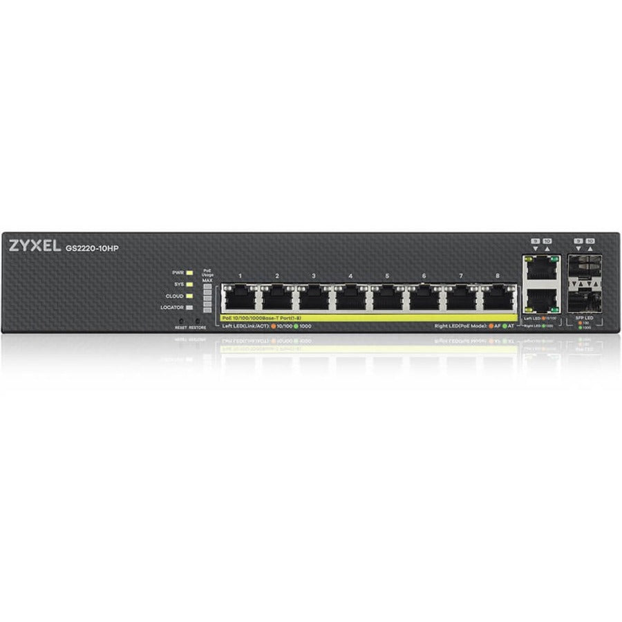 ZYXEL 8-port GbE L2 PoE Switch with GbE Uplink GS2220-10HP