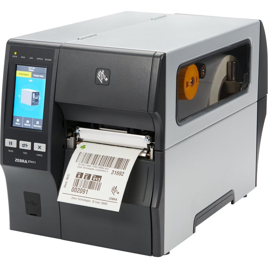 Zebra ZT411 Desktop Direct Thermal/Thermal Transfer Printer - Monochrome - Label Print - USB - Serial - Bluetooth - TAA Compliant ZT41143-T0100AGA